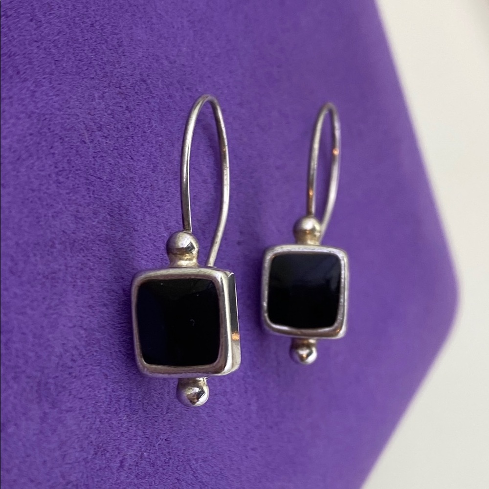 💛 Elegant 925 Silver Black Onyx Earrings